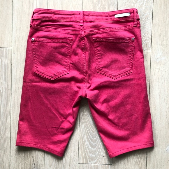 Anthropologie Pilcro and the Letterpress Mid-Rise Skinny Jean Shorts Hot Pink 28 - Picture 2 of 10